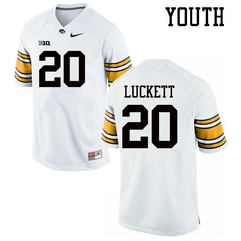 Youth #20 Keontae Luckett Iowa Hawkeyes College Football Jerseys Sale-White